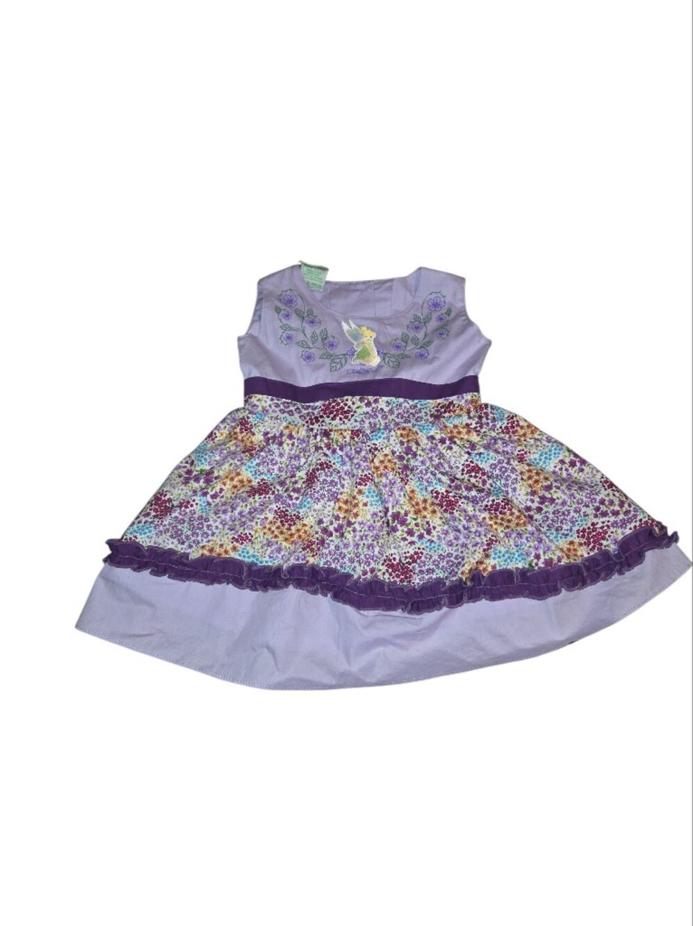 Brand New *flawed* Small - Tinkerbell Disney Lilac Floral Ruffle Girls' Dress *